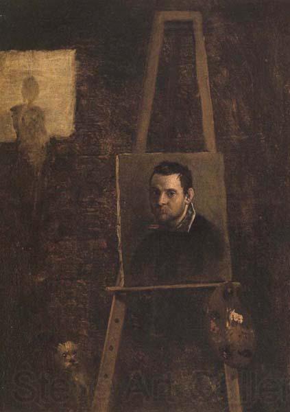 Annibale Carracci Self-Portrait on an Easel in a Workshop Norge oil painting art